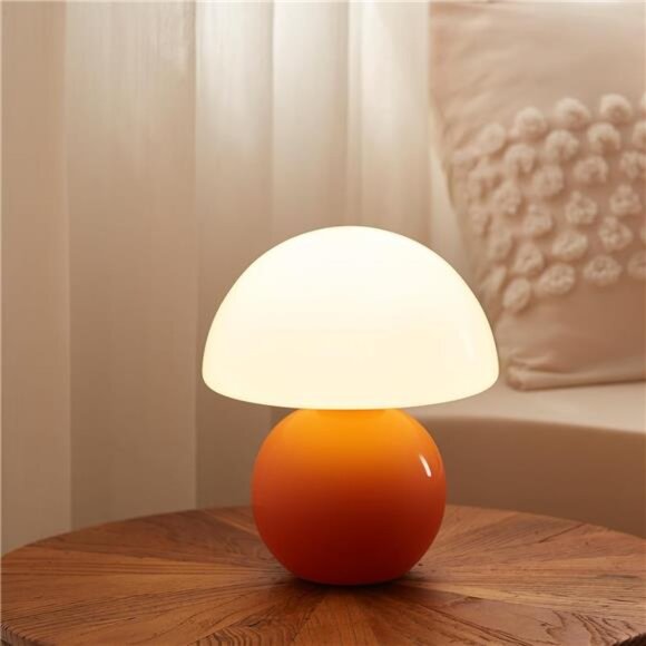 Mushroom Lamp Table Lamp Orange Cute Mini Night Light Bedside Desk Home Decor - Picture 1 of 7